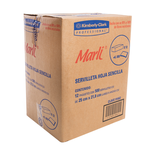 SERVILLETA HOJA SENCILLA PAQ 500PZA MARL