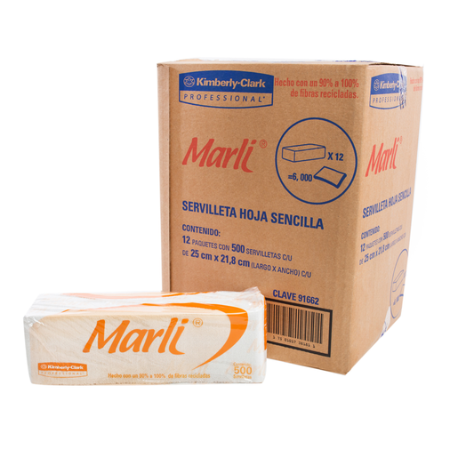 SERVILLETA HOJA SENCILLA PAQ 500PZA MARL