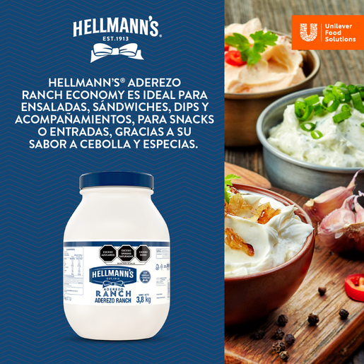 ADEREZO RANCH ECONOMICO 3.7KGS HELLMANS