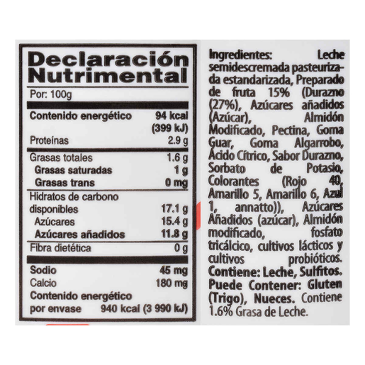 YOGHURT BATIDO DURAZNO 1 KG YPT